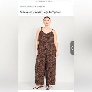 Nwt old navy Sleeveless Wide-Leg Jumpsuit cheetah brown size medium